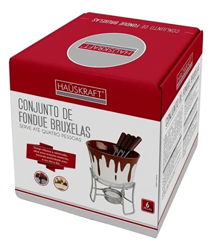 Conjunto Para Fondue Bruxelas Aço Inox e Cerâmica C/ 6 peças