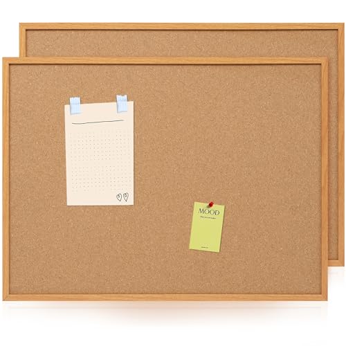 Board2by 2 Pack Cork Board Bulletin Board 30 x 42, Oak Framed 4x3 Corkboard