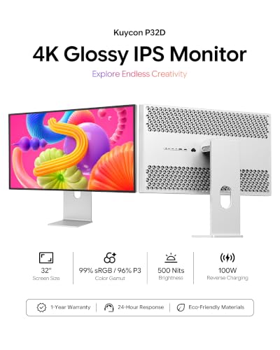 Image of P32D 32 inch 4K UHD Monitor, IPS Glossy Panel (Honeycomb with Stand)