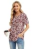 GRECERELLE Womens Summer Tops Casual Dressy Soft Short Sleeve Tunic Front Pleated Spring Crew Neck Tees T-Shirts Loose Blouse for Ladies (Red Sunflower, XL) #2