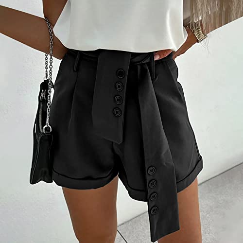Womens Shorts Pants Suit Women Casual Lightweight Shorts Baggy Trendy Short Pants High Waist Active Black #TOP1