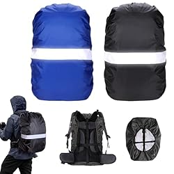 Funda impermeable para mochila, Paquete de 2 funda...: Material: la funda para lluvia de la mochila está hecha de tela de nailon de alta calidad, es impermeable y portátil, no es fácil de romper, es duradera y puede ayudar a prevenir la lluvia y la nieve, y puede ser una buena ayuda. Escena de uso: la fu...