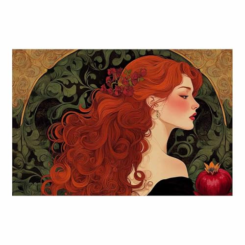 Décoration murale moderne pour chambre à coucher au style vintage, portrait femme rouge 70x100