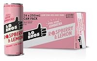 Lo Bros Organic Kombucha Raspberry & Lemon Drink 250ml x 24 Pack Cans