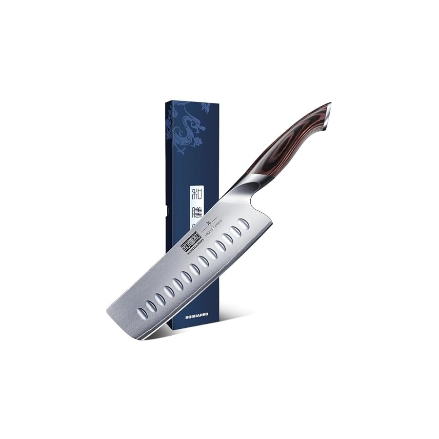 HOSHANHO 7 Inch Nakiri Knife, Japanese AUS-10 High Carbon Stainless Steel Chef Knife, Multipurpose Meat Vegetable Sharp Kitchen Knife with Ergonomic Pakkawood Handle