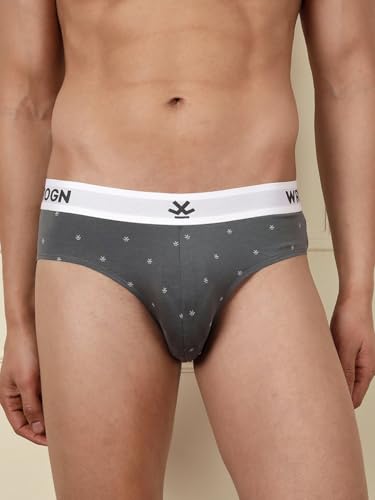 Image of WROGN Men's Pack of 2 Cotton-Spandex Briefs | Navy | Solid & Print | Comfort Fit