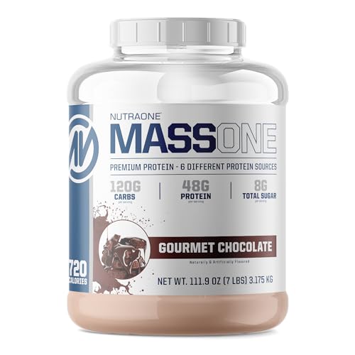 NutraOne Massone Mass Gainer Protein Powder Gain Weight Protein Meal Replacement (Gourmet Chocolate - 7 lbs.)