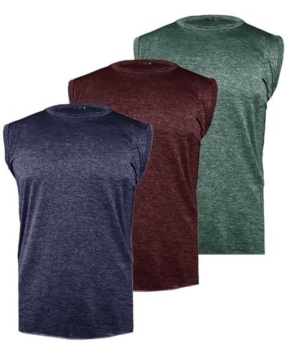 Kit 3 Camisetas Regata Machão Dry Fit Masculina Treino Academia Fitness (BR, Alfa, GG, Regular, 1 Az