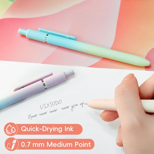 Image of UIXJODO Gel Pens, 10 Pcs Black Ink Pens for Women, 0.7mm Medium Point Smooth Writing Pens with Silicone Grip, High-End Series Metal Clip Retractable Pens for Journaling Note Taking (10 Pcs Pastel)