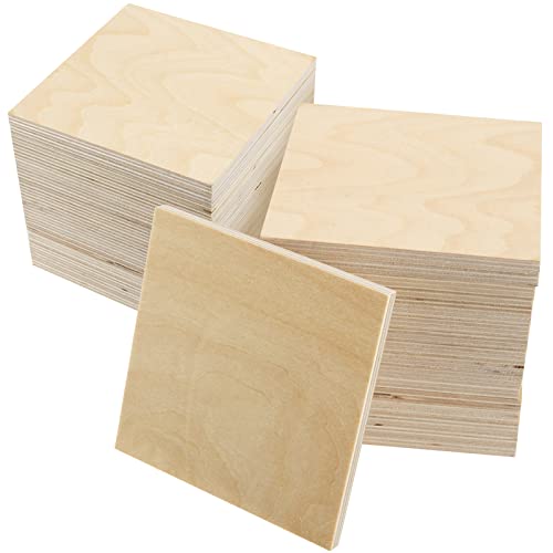 Sinjeun 30 Pack 4 Inch Unfinished Wood Square, 1/4 Inch Thick Wood Discs Blank Wood Square, Wooden Cutouts For Crafts, Diy Projects, Door Hangers, Signs, Wood Burning, Christmas Decor #TOP22