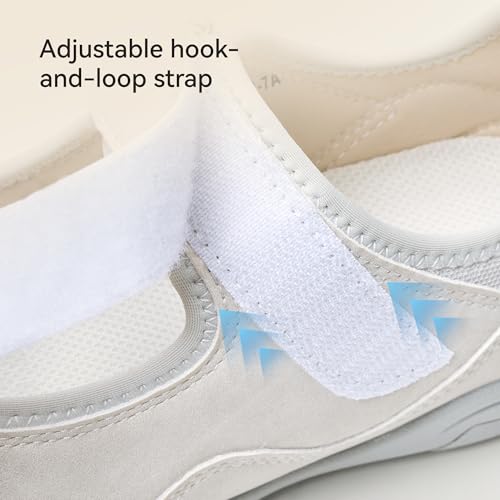 Image of BOSTANTEN Mary Jane Sneakers, Wide Casual Shoes Women, Hook-and-Loop Strap