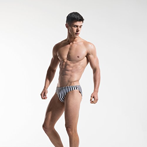 Men's Low Rise Striped Swimwear Swim Briefs3