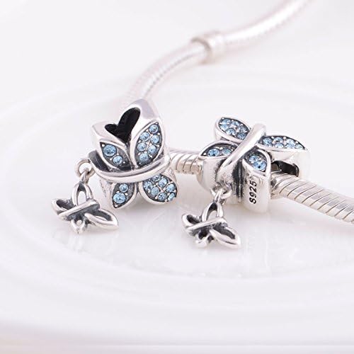 DIAN Jewellery Butterfly Mother & Baby 925 Sterling Silver Charm Bead - Bracelet Charm Fits European Charm Bracelets, Gift for Anniversary, Birthday,Christening - Charms for Bracelet