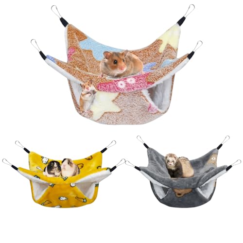 YedsIntu 3 Pcs Guinea Pig Hammock, Rat Hammock Hamster Ferret Hanging Hammock Guinea Pig Accessories for Small Animals Chinchilla Parrot Sugar Glider Ferret Squirrel (11