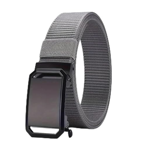 1 PCS New Automatic Buckle Belt, Canvas Workwear Outdoor Training Pants for Men(Gray)