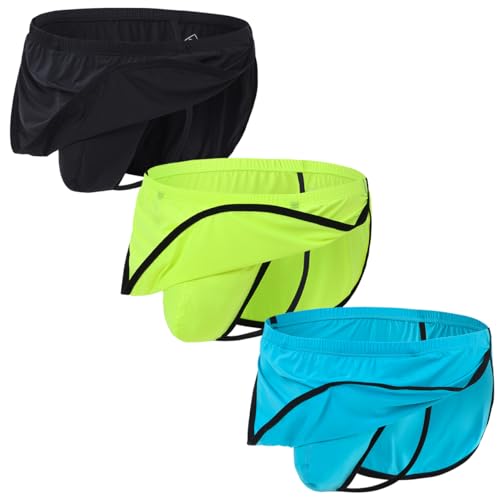 Men's Split Sides Underwear With Built-in Raised Inner Pocket Thong