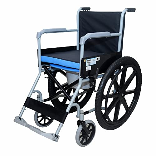 Image of Vissco Rodeo Veer Comfort Wheelchair with Removable Commode, Foldable, Fixed Armrest and Removable Footrest, for Elderly and Patients, Lightweight, Weight Capacity 100kg