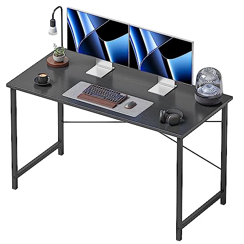 CubiCubi Schreibtisch, Kleiner Computertisch, 120 x 48 x 75 cm Bürotisch, für Arbeitszimmer, Schlafzimmer, Industrie-Design, Metallgestell, Schwarz