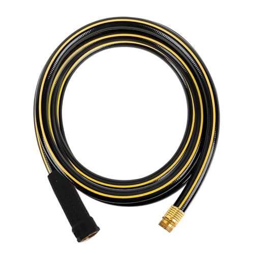 Solution4Patio Short Leader Garden Hose 3/4 in. x 10 ft. -Heavy Duty Durable Flexible Lightweight Water Pipe -Brass Aluminum Ends for Household & Commercial -Kink Free Leakproof Male/Female Fittings
