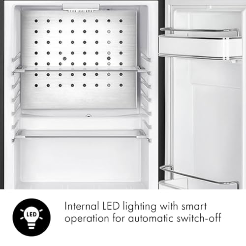 Image of Smeg FAB5 16 inch 50's Retro Style Series Compact Cooler with 1.5 cu. ft. Capacity Automatic Defrost LED Interior Lighting and Adjustable Shelves Right Hand Hinge Made in Italy (Black)