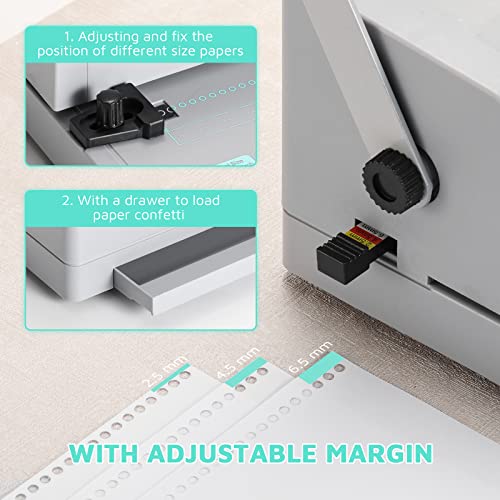 OFFNOVA Spiral Coil Binding Machine, Manual Book Round Hole Punch Book Binder with Electric Coil Inserter, Adjustable Side Margin, Including 100 x 5/16" Coils - Thumbnail 3
