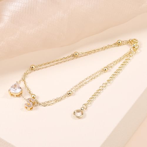 Mikovivi Ankle Bracelet for Women, Adjustable Letter Heart Design Waterproof Gold Initial Anklet Perfect Summer Beach Jewelry Alphabet Foot Chain Decorations and Gifts - Image 4