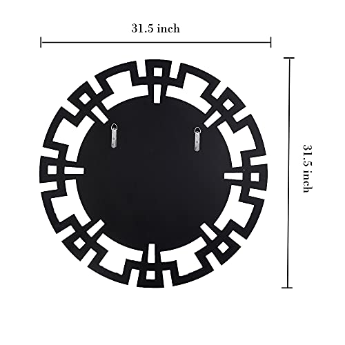 Shyfoy Large Round Mirrors For Wall Decor 31.5", Modern Decorative Wall Mirror Living Room Decor Geometric Openwork Design, Wall Mounted Accent Mirror For Bedroom, Fireplace, Entry Hallway #TOP2