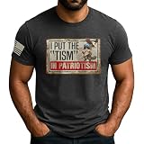 I Put The Tism in Patriotism Shirt, Raccoon Shirt for Men, American Flag Shirt 1 (Dark-Heather-2XL)
