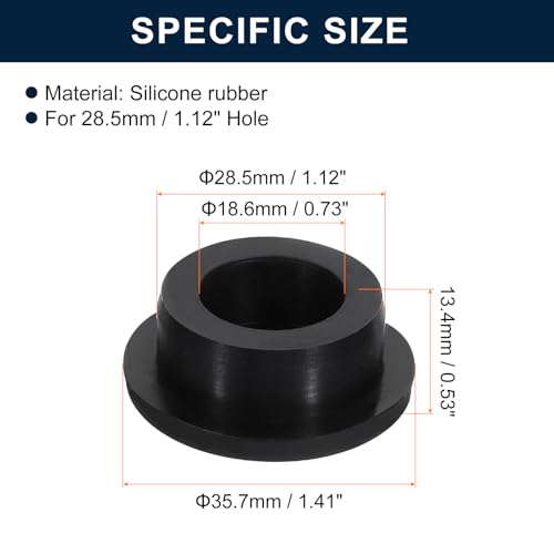 Image of uxcell 5 Pcs Black Plug Holes, Waterproof Rubber Button Plug for 28.5mm / 1.12 inch Hole