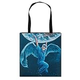 Dames Toile Sac À Bandoulière Dessin Animé Blanc Ange Avec Ailes Mode Sac À Main Filles Couronne Toile Sac À Provisions