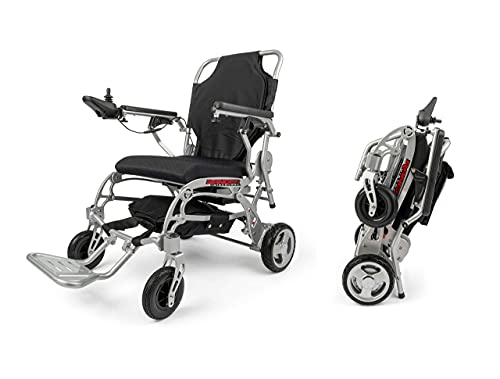 Porto Mobility 2022 Ranger Weatherproof Super Lightweight Foldable Sturdy Dual Motorized Powerful Electric Wheelchair(Airplane Ready) (Standard, Silver) #TOP21