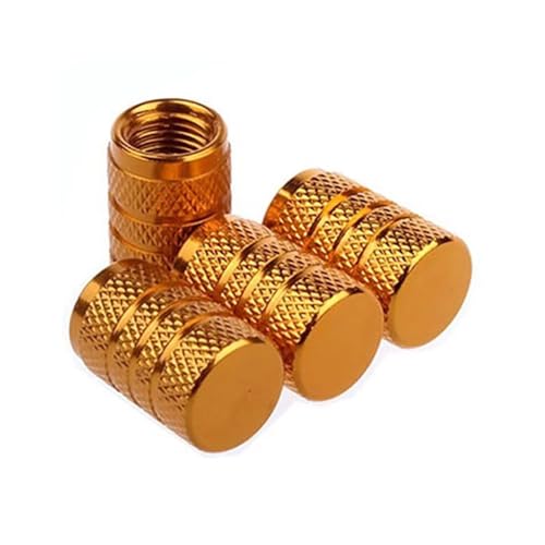 4Pcs Car Tire Valve Stems Cap Knurling Style Tire Valve Cap Aluminum Tire Wheel Stem Air Valve Cap Car Accessories(Gold)