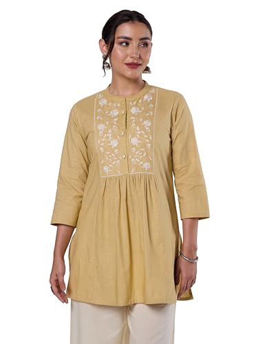 Amazon Brand - Myx Women Pure Cotton Embroidered Short Kurti | Tunic | Short Kurta (Available in Plu...