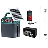 RentACoop Electric Poultry Netting Accessory Set - Includes - 0.38J Solar Fence Charger, 3' Grounding Rod, Gate Handle Kit, and Voltmeter Fence Tester