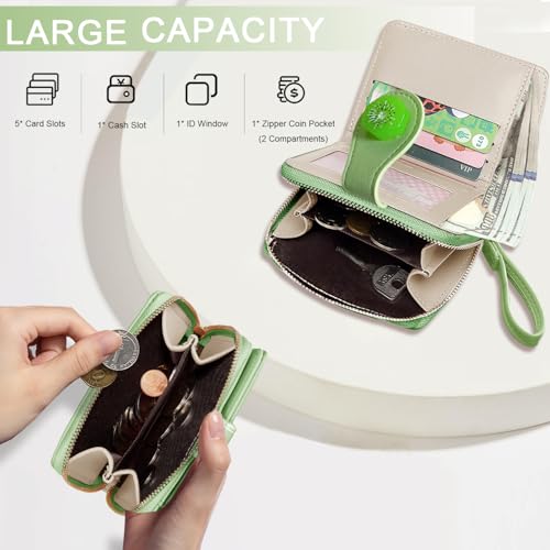 Image of Sunwel Fashion Girls Cutest Prints Wallet Card Slots Small Wallet with Zipper Coin Pouch Wallet for Women