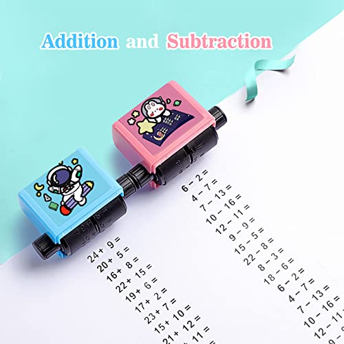 Smart Math Roller Stamps For Kids,2Pcs Addition And Subtraction Teaching Stamps,Smart Math Roller Stamps Practice Tools Within 100 Learning Toy For Preschool Kindergarten Home Teacher Supplies #TOP1