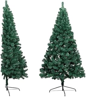 vidaXL Artificial Half Christmas Tree with Stand Indoor Outdoor Home Holiday Xmas Decoration Celebration Ornament Seasonal Xmas Tree PVC Green