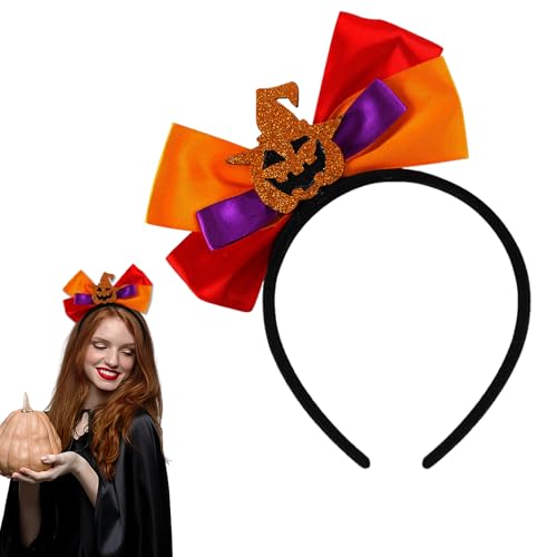 HAKJXOS Diademas de Halloween, accesorios para el cabello con lazo para mujeres y hombres, diademas de calabaza, accesorios para el cabello rojo, naranja, morado, accesorios para el cabello de