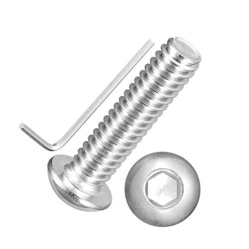 Kozelo 50pcs Button Head Socket Cap Screws - [1/4"-20x1] 18-8 Stainless Steel - Industrial Grade Corrosion Resistant for Kitchen, Bathroom, Furniture & DIY Projects