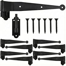 Shimeyao 8 Pack 12 Inch Heavy-Duty Wrought Iron Blind Shutter Hinge Black Powder Coated Offset Strap Lift Off Pintle Hinge Black Pin Hinges for Wood Frame, Gates, Doors, Window