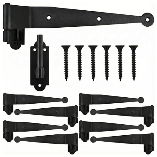 Shimeyao 8 Pack 12 Inch Wrought Iron Blind Shutter Hinge 2.5 Heavy Duty Shutter Hardware Black Powder Coated Offset Strap Lift Off Pintle Hinge for Colonial Gates Doors Window Cabinet