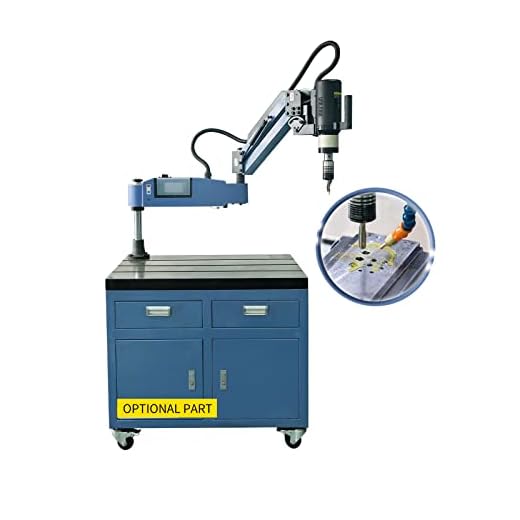 US Stock ZAC Electric Tapping Machine with Auto Oiling and Blowing Function 110V Flexible Tapping Arm Machine Touch Screen M3-M16 Tapper ANSI Full Set Tap Holder Included