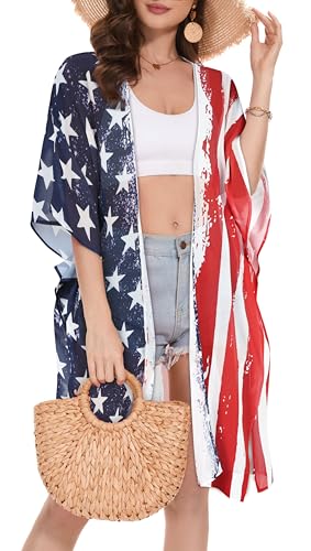 Image of Women's Kimono Swimsuit Coverups Summer Beach Loose Cardigans for Swimwear
