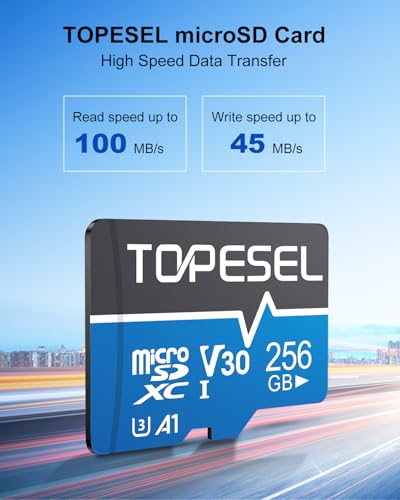 Image of TOPESEL 256GB Micro SD Card 2 Pack, 4K UHD, U3 SDXC TF Card with Adapter High-Speed UHS-I V30 Micro Flash Memory Card for Smartphones, Cameras, Dash Cams(256GB 2Pack)