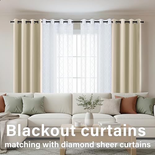 Image of KOUFALL Biscotti Beige Grommet Blackout Curtains 52x84 Inch Length