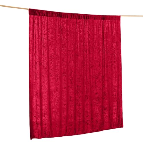 Efavormart 8ft x 8ft Wine Red Premium Smooth Velvet Backdrop Curtain, Moody Romantic Stage Panel with Rod Pocket for Winter Weddings and Valentine Events