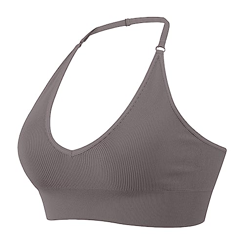 Lavar Ropa Interior Sujetador Deportivo con Cuello para Mujer, corpiño Deportivo con Escote en V Profundo sin Espalda, Sujetador Acolchado Sexy para Gimnasio, Sujetador Sujetadores De Mujer (GY2, L)
