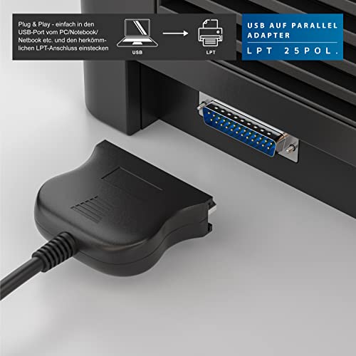 CSL - USB auf Parallel Adapter LPT 25pol. - Druckerkabel Adapterkabel - Plug and Play