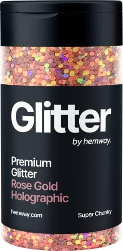 Hemway Rose Gold Glitter Fine 130g/4.6oz Powder Metallic Resin Craft Glitter Flake Sequins for Epoxy Tumblers, Hair Face Body Eye Nail Art Festival, DIY Party Decorations Paint