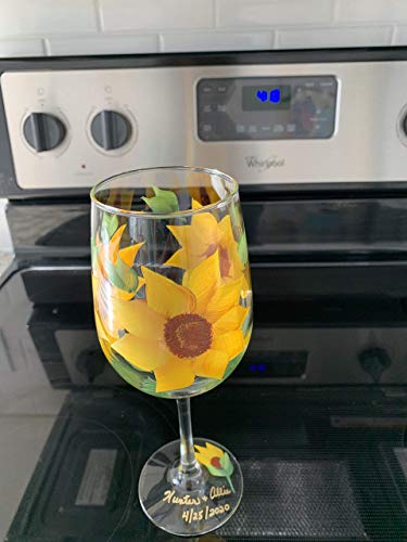 Hand Painted Wine Glasses - Sunflowers Yellow (Set Of 2) #TOP4